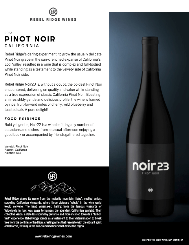 Rebel Ridge Noir23 tech sheet