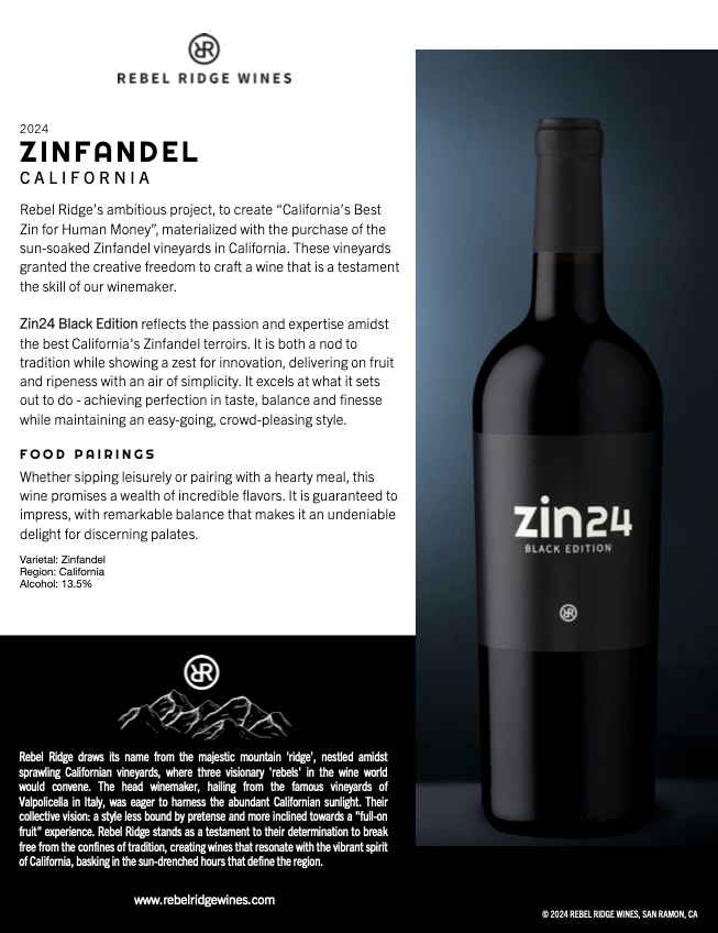 Rebel Ridge Zin24 Black Edition tech sheet thumbnail